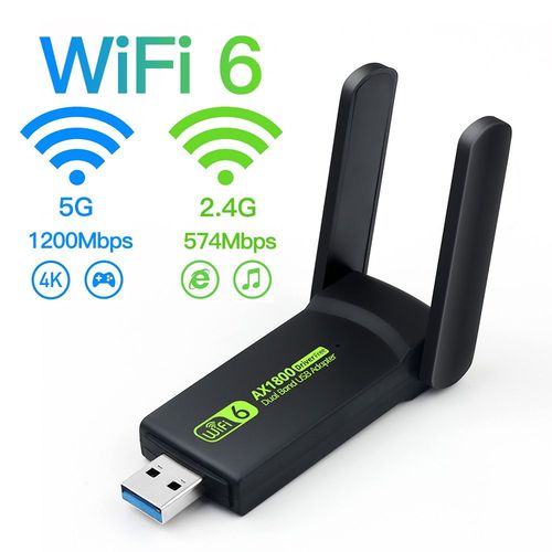 WiFi 6 1800m - Adaptateur Wi-fi 6 Usb 1800 Mb/s, 5g/2.4ghz, Usb 3.0, Dongle Sans Fil, Carte Rseau 802.11ax, Antenne  Gain lev, Windows 7/10/11