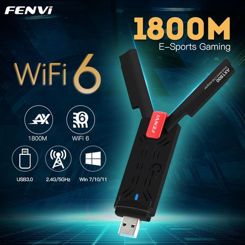 WiFi 6 1800m - Adaptateur WiFi 2.4G/5GHz double bande 802.11AX Dongle Wi Fi sans fil carte rseau USB 3.0 adaptateur WiFi pour Windows 11