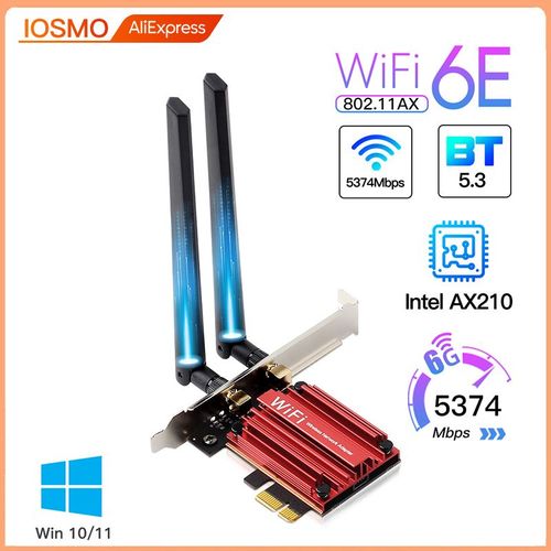 WiFi 6E PCE-AXE3000 - Adaptateur De Carte Rseau Sans Fil, Wi-fi 6e Intel Ax210 Bluetooth 5374 Tri Band 5.2g/5g/6ghz Ax210ngw 802.11ax Pcie Win10/11, 2.4 Mbps