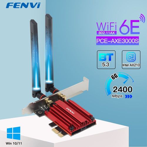 WiFi 6E PCE-AXE3000 - Carte Rseau Wi-fi 6e Intel Ax210, 5374 Mb/s, 802.11ax, 2.4/5/6ghz, Adaptateur Pcie Sans Fil, Compatible Pc Windows 10/11, Pour Bluetooth 5.2