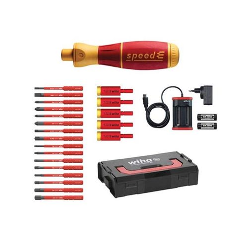 Wiha E-Tournevis, Composition 3, Speede Jeu De 25 Pcs Dans Une Mini L-Boxx Avec Embouts Isols Slim, Adaptateurs Easytorque, Pi