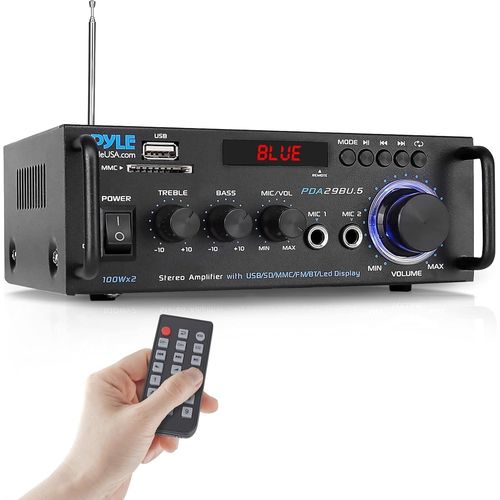 Wireless Bluetooth Stereo Power Amplifier-200W Dual Channel Sound Audio Stereo Receiver System W/Rca, Usb, Sd, Mic In, Fm Radio, For Home Theater Entertainment Via Rca, Studio Use