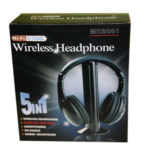 Wireless Headphone MH2001 - Casque sans Fil 5 en 1 TV HIFI PC CHAT TRANSMETTEUR FM MP3 !