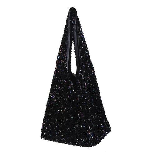 Women Fashion Sequins Shoulder Bag Large Capacity Female Glitter Beaded Tote Handbag Mermaid Sequins, Noir