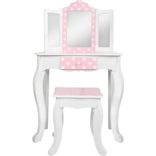 Woomax - Coiffeuse Fille Avec Tabouret Rose 63x29x100 Cm