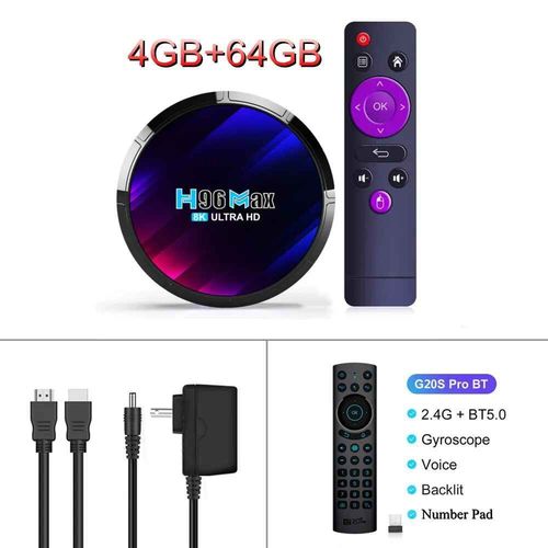Woopker TV Box Android 13 H96 MAX RK3528 Rockchip 3528 Quad Core 8K lecteur multimdia Wifi6 BT5.0 2GB 16GB Google Voice dcodeur - Type 4G64G G20S Pro BT RC