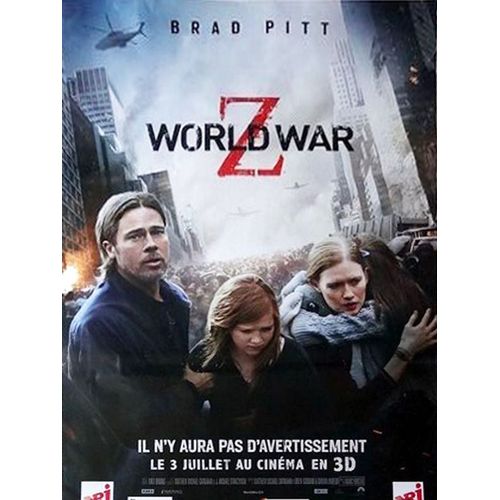 World War Z - Vritable Affiche De Cinma Plie - Format 120x160 Cm - De Marc Forster Avec Brad Pitt, Mireille Enos, Matthew Fox, Eric West, David Morse, James Badge Dale, Fodor Atkine - 2013
