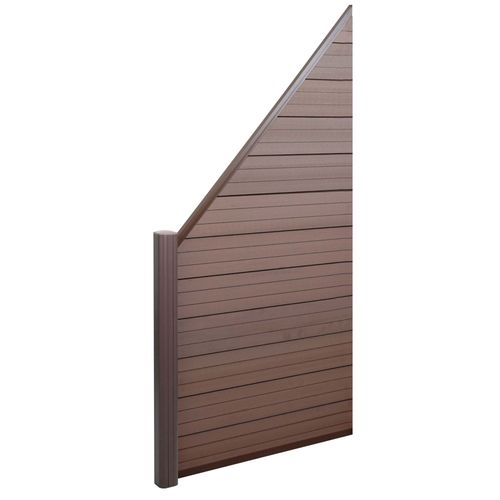 Wpc Pare-Vue Sarthe, Abat-Vent, Poteau En Aluminium   lment D'extension Biseaut Vers Gauche, 0,95m Marron