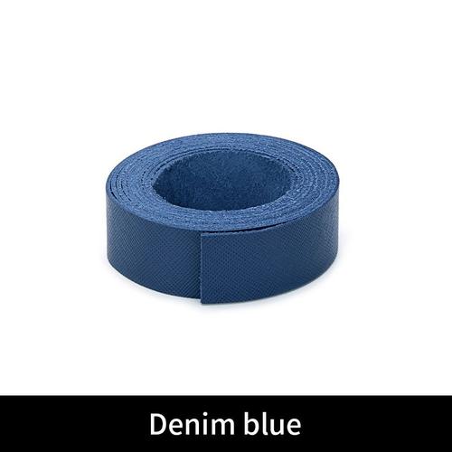 Wuta-Sangles En Cuir De Vachette Vritable,Ceinture  Bandes,Motif Crois Vierge,Premire Couche,tiquettes Environnementales Excutives Pour Le Travail Artisanal - Type Denim Blue-Width 18mm