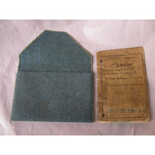 Ww1 France Carnet Militaire Dans Pochette Artisanale En Bleu Horizon Militaire Francais Rare 14-18