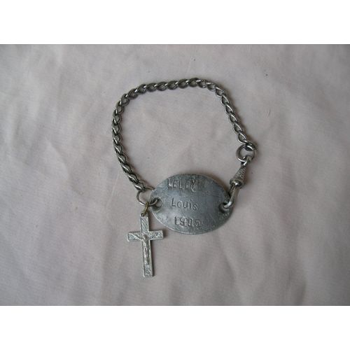 Ww1 France Plaque D'identit Francaise Militaire Personnalise Modle 1915 Avec Sa Croix Chrtienne (14-18 ) Be