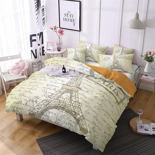 X Cm Housse De Couette Polyester Coton Housse De Couette X Avec Deux Taies D'oreiller X Cm Tour Eiffel Paris Parure De Lit Anti-Allergique
