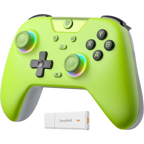 X05 Manettes Pc Sans Fil Rechargeable Avec Rgb/Vibration/Hall Joystick/Hall Trigger, Manette Pc Bluetooth Pour Switch/Mobile/Android/Ios/Android Tv Box, 750 Mah,Vert