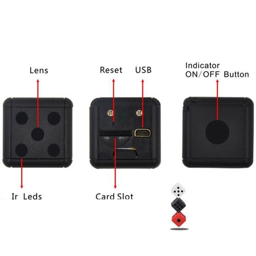 Xeju 1080p Hd Dice Mini Hidden Camera Microphone Spy Hide Keychain Cam Security Sq16