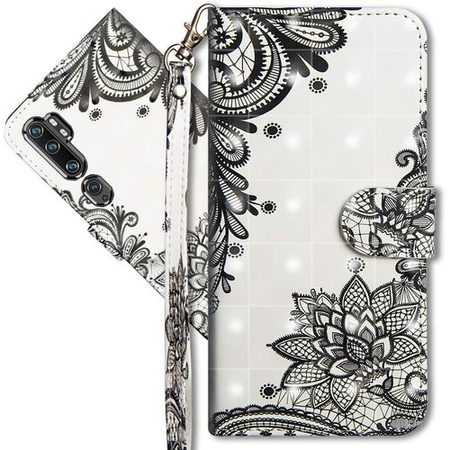 Xiaomi Mi Note 10 tui  Rabat 3d Dsign Portefeuille Housse Magntique Fonction Stand Porte Carte Pu Cuir Protection Coque Pour Xiaomi Mi Note 10. Yx 3d Lace Flower