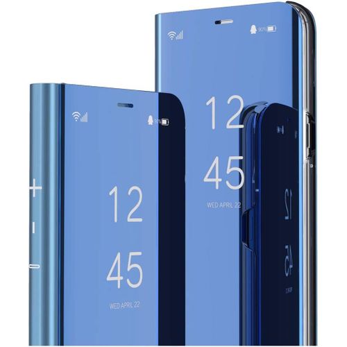 Xiaomi Mi Note 10 Lite Miroir Housse Coque Etui  Rabat, Mirror Smart View Standing 360 Protecteur Etui Coque Pour Xiaomi Mi Note 10 Lite. Flip Mirror: Blue