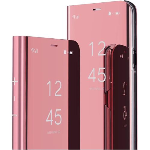 Xiaomi Mi Note 10 Lite Miroir Housse Coque Etui  Rabat, Mirror Smart View Standing 360 Protecteur Etui Coque Pour Xiaomi Mi Note 10 Lite. Flip Mirror: Rose Gold