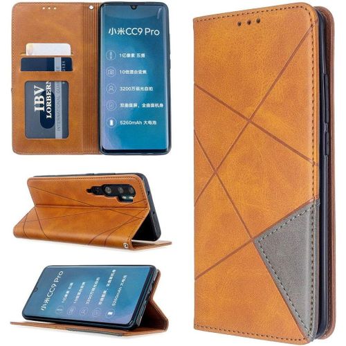 Xiaomi Mi Note 10 / Note 10 Pro Coque, Rhombe Pu Cuir Flip Aimant Intgr Portefeuille Support Porte-Carte Protecteur Coque Housse tui Pour Xiaomi Mi Note 10 / Note 10 Pro Jaune