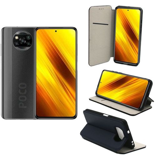 Xiaomi Poco X3 Nfc (Pocophone X3 Nfc) 2020 Etui Protection Portefeuille Bleu  Rabat Avec Porte Cartes - Housse Poco X3 2020 Folio Bleue Navy Coque Silicone Antichoc Smartphone 2020 - Accessoires Pochette Case
