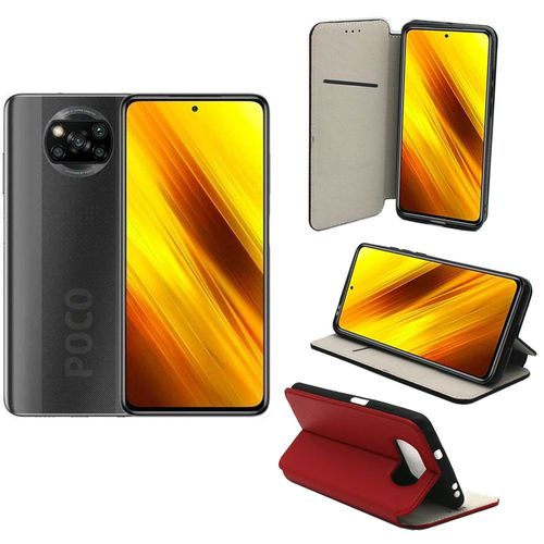 Xiaomi Poco X3 Nfc (Pocophone X3 Nfc) 2020 Etui Protection Portefeuille Rouge  Rabat Avec Porte Cartes - Housse Poco X3 2020 Folio Coque Silicone Antichoc Smartphone 2020 - Accessoires Pochette Case