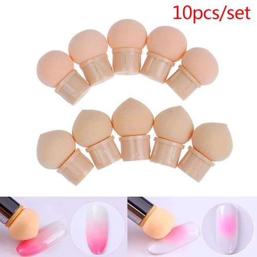 Xm 10 Pices Nail Art Peinture ponge Ttes Rutilisable Rond Pointu Doux Pointe tourdi Ombrage Manucure Stylo Bricolage Accessoire De Remplacement