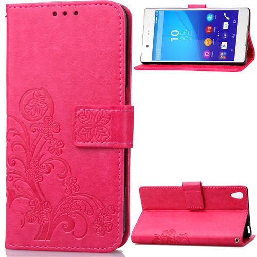 Xperia Z3+ Coque, Saturcase Lucky Clover Pu Cuir Magntique Flip Portefeuille Support Porte-Carte Coque Housse tui Pour Sony Xperia Z3+ / Z3 Plus / Z4 E6553 Rose