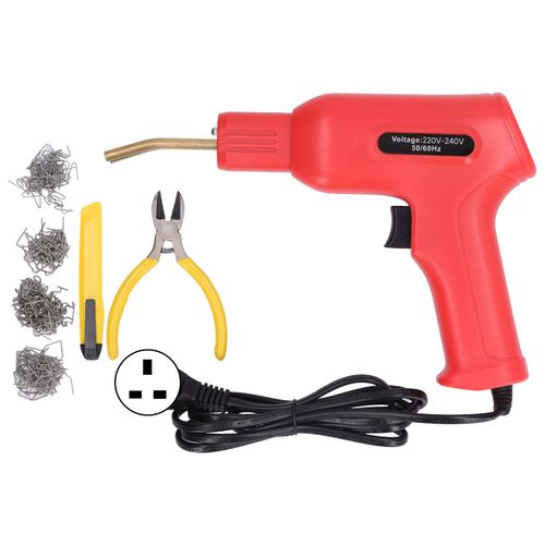 Xyong Agrafeuse A Chaud 50 W Pour Reparation De Plastique Automobile, Kit De Soudage Pour Reparation De Pare-Chocs De Voiture Avec 4 Types De Clous, Prise Britannique Rouge 220-240 V