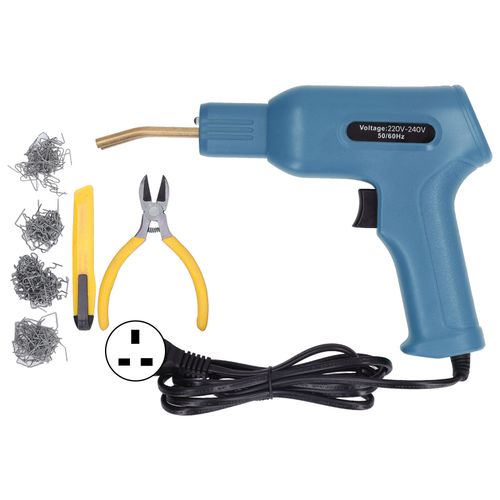 Xyong Agrafeuse A Chaud 50 W Pour Reparation De Plastique Automobile, Kit De Soudage Pour Reparation De Pare-Chocs De Voiture Avec 4 Types De Clous, Prise Cyan (Uk) 220-240 V