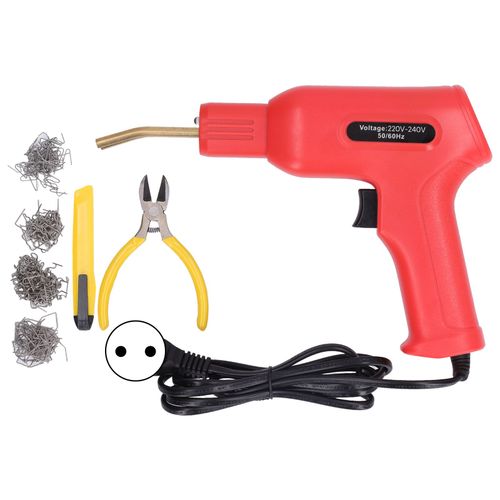 Xyong Agrafeuse A Chaud 50 W Pour Reparation De Plastique Automobile, Kit De Soudage Pour Reparation De Pare-Chocs De Voiture Avec 4 Types De Clous, Prise Ue Rouge 220-240 V