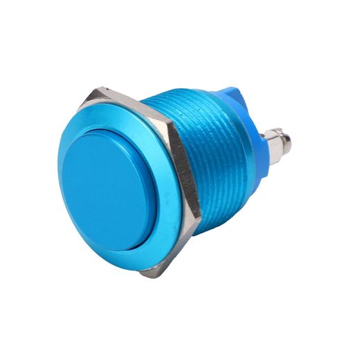 Xyong Interrupteur A Bouton-Poussoir En Metal, Tete Haute, Oxydation Complete, Reinitialisation Automatique, Vis De Reglage, Commande De Puissance Au Pied, 19 Mm (Bleu)