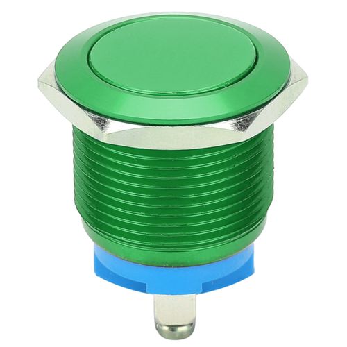 Xyong Interrupteur A Bouton-Poussoir En Metal, Tete Plate, Oxydation Complete, Reinitialisation Automatique, Vis De Reglage, Commande De Puissance Au Pied, 19 Mm (Vert)