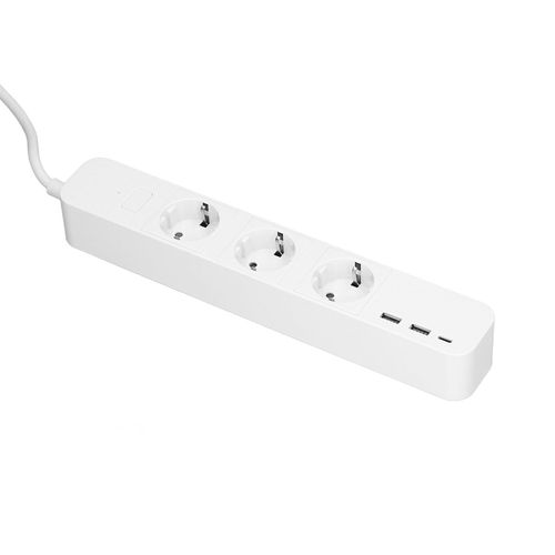 Xyong Multiprise Intelligente 3 Prises, 2 Ports Usb, 1 Port Usb-C, 1 Interrupteur Principal, Compatible Avec L'application Tuya, Prise Ue Ac100-250 V, 2,4 Ghz, 10 A