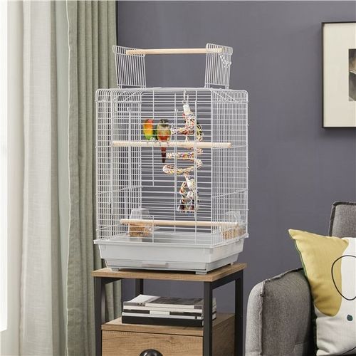 Yaheetech Cage Oiseaux avec Jouet 40 x 40 x 58 cm Cage Oiseau Exotique