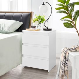 Yaheetech Table de Chevet en Bois avec 3 Tiroirs Table de Nuit D/ésign Moderne Simple Table dAppoint pour Salon Chambre et Bureau 45 x 35 x 60,5 cmBlanche