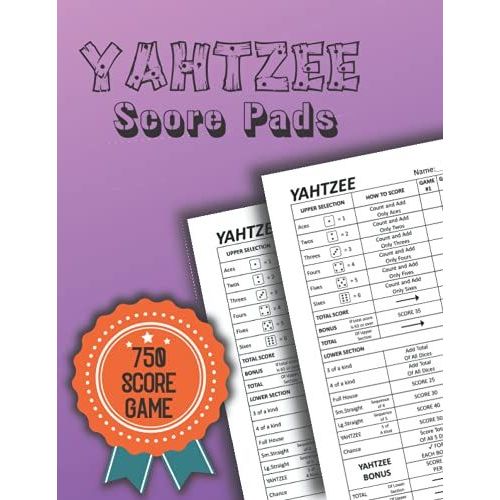 Yahtzee score pads original 125 Sheets for Scorekeeping Yahtzee Score Cards with Size 8.5" x