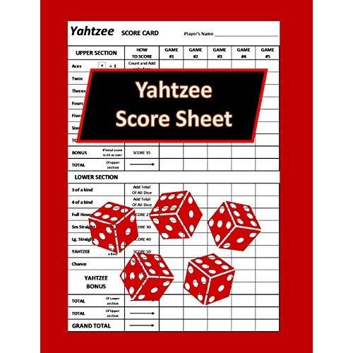 Yahtzee Score Sheet Yahtzee Score Pads, Board Game Yahtzee, Score Keeper Book, Score Card, Dice