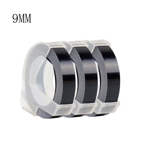Yance-Etiqueteuse manuelle noire pour MOalerE101,bricolage,imprimante d'tiquettes avec ruban adhsif de 9mm pour tiqueteuse  gaufrer Dymo - Type 3pcs black tapes