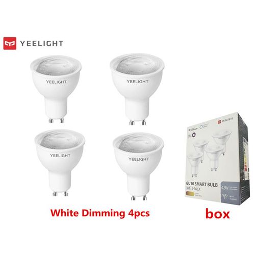 Yeelight-Ampoule Led Intelligente W1 Gu10,Intensit Variable,Lampe Colore,350 Lumens,Jeu,Musique,Commande - Gu10 White 4 Pack