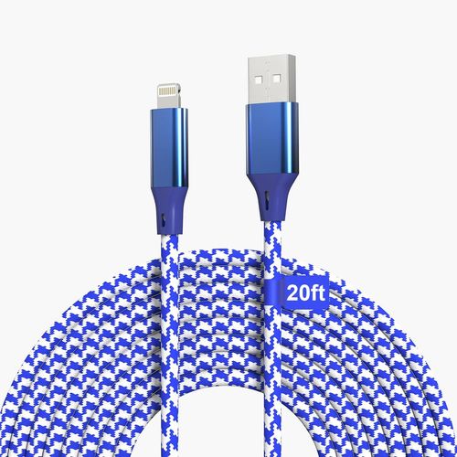 Yemaesre-Cable Iphone Chargeur Iphone 6m [Certifi Mfi], Long Fil Lightning Nylon Tress Ultra Rsistant Rsistant, Rapide Cable Lightning Usb Pour Iphone 14 Pro 13 12 11 Xr Xs X 8 7 6s Plus Se, Ipad