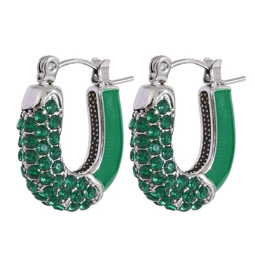 Yhpup-Boucles D'oreilles Croles En Acier Inoxydable Pour Femmes, mail Vert, Cristal Cz, Forme En U, Fte Gomtrique, Bijoux De Dclaration De Charme De Mode