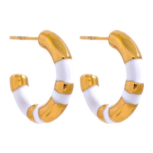 Yhpup-Boucles D'oreilles En Acier Inoxydable En Forme De C, mail, Plaqu Or 18k, Rouille, Vert, Bijoux  La Mode, Cadeau, 2023