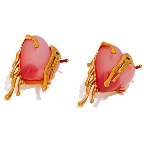 Yhpup-Boucles D'oreilles En Forme De CUr En Rsine Pour Femme Et Fille, Bijoux Premium En Acier Inoxydable Moul, Rose Doux, Localit, Romantique,  La Mode, Cadeau, 2023