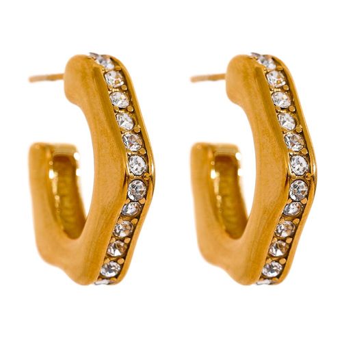 Yhpup-Boucles D'oreilles Huggie Gomtriques En Forme De C En Acier Inoxydable, Color, Cubique, Contre-Indiqu, Haute Qualit, Bijoux De Charme, Nouvelle Mode Dore