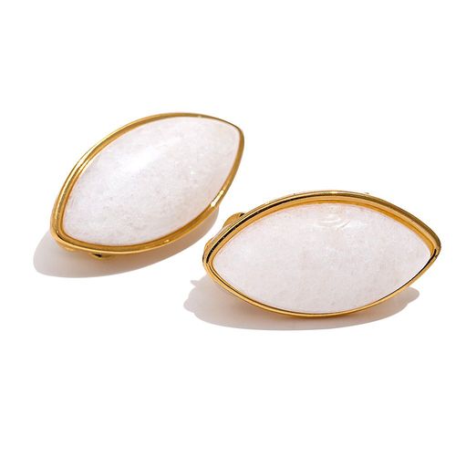 Yhpup-Rinitialisation D'oreille En Acier Inoxydable, Boucles D'oreilles, Vert, Aventurine, Agate Blanche, Elassressentigomtrique, Impermable, Chimelegant