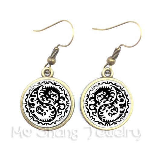 Yin Composer-Boucles D'oreilles En Verre Avec Symbole De Fleur Noir Et Blanc, Pendentif De Bijoux, Naturel, Rustique, Style Bohme, Attention Olisante, Ftp