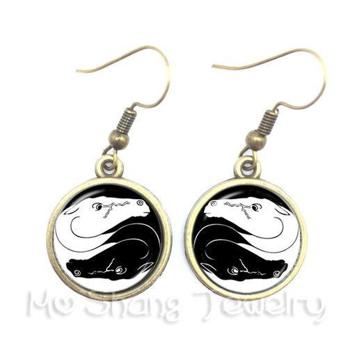 Yin Composer-Boucles D'oreilles En Verre Avec Symbole De Fleur Noir Et Blanc, Pendentif De Bijoux, Naturel, Rustique, Style Bohme, Attention Olisante, Ftp