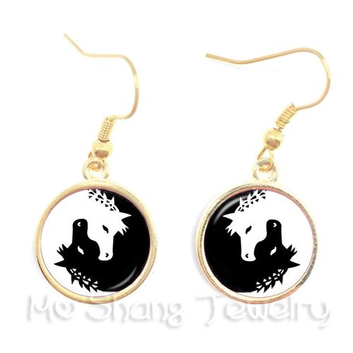 Yin Composer-Boucles D'oreilles En Verre Avec Symbole De Fleur Noir Et Blanc, Pendentif De Bijoux, Naturel, Rustique, Style Bohme, Attention Olisante, Ftp