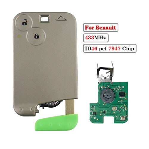 Yiqfeast In-Cl De Voiture  Distance  2 Boutons,Auto Fob Smart Card,Keyless Entry,Id46,Pcf7947 Chip,Renault - Car Remote