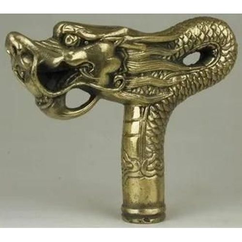 Ym-Poigne De Bquille En Laiton Faite  La Main, Tigre Intensifi, Ancienne Collection Vintage, Superbe, 324