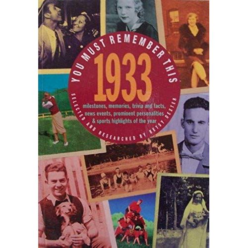You Must Remember This 1933: Milestones, Memories, Trivia And Facts, News Events, Prominent Personalities And Sports Highlights Of The Year   de Mary Pradt  Format Broch 
